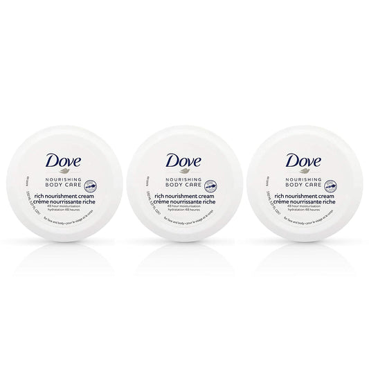 Dove Nourishing Body Care Face, Hand and Body Rich Nourishment Cream for Extra Dry Skin with 48 Hour Moisturization, 5.07 FL OZ (Pack of 3)