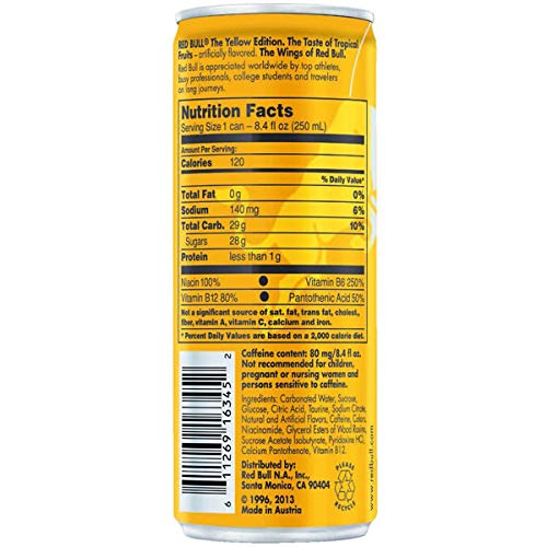 Red Bull - Tropical Yellow Edition Energy Drink 8.4 oz ( cans-4)