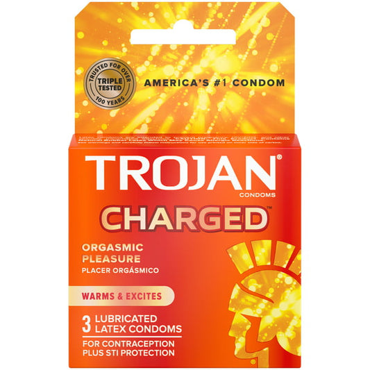Trojan Charged Lubricated Condoms, 3ct