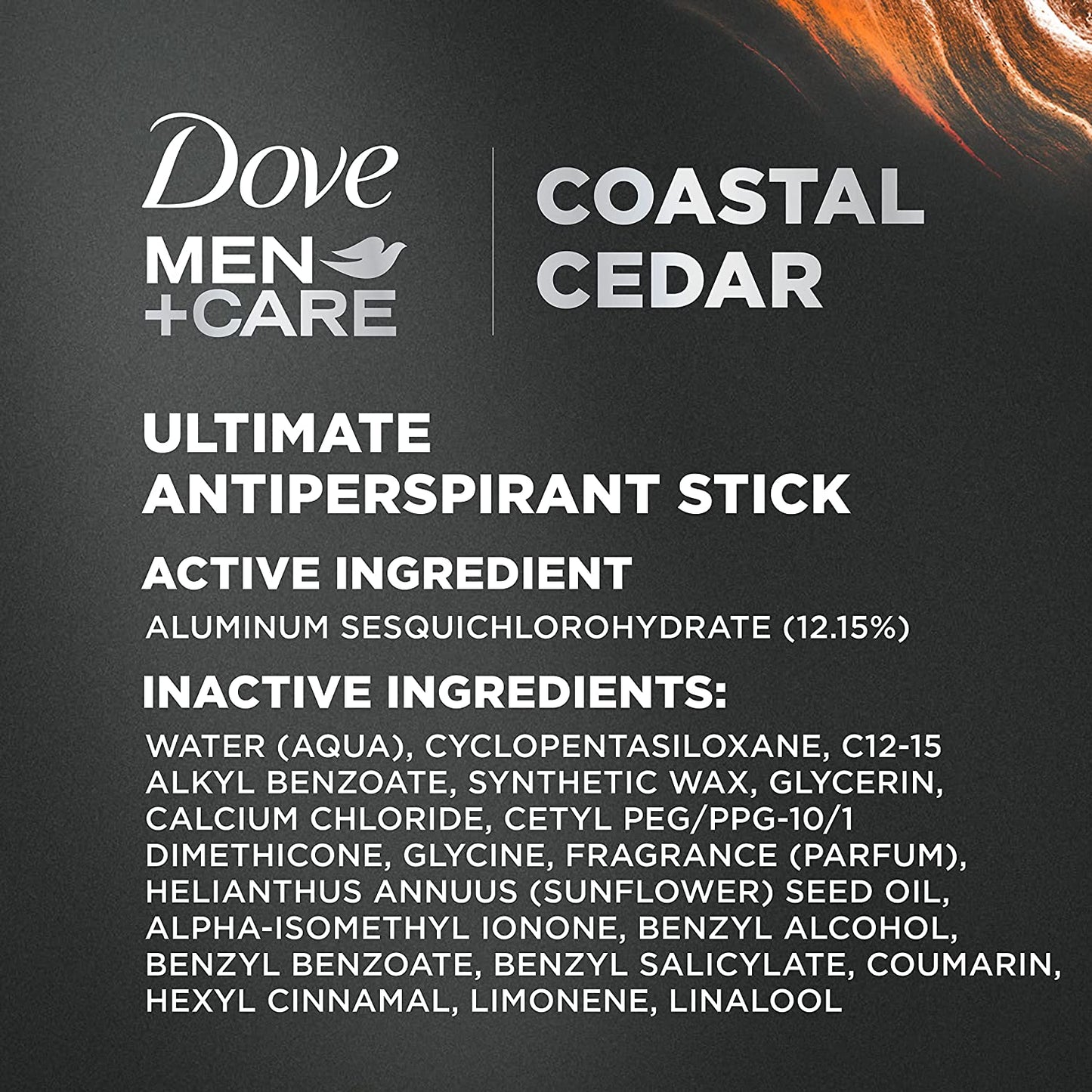 Dove Men+Care Antiperspirant hydrating, water-based deodorant Coastal Cedar with our best non-irritant formula 2.6 oz